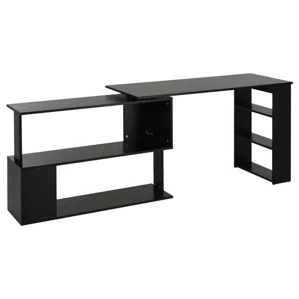 HOMCOM Black L-Shaped Desk 360° Rotating Home Office Corner Computer Desk with Storage - product image 12