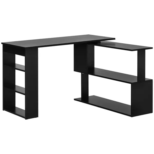 HOMCOM Black L-Shaped Desk 360° Rotating Home Office Corner Computer Desk with Storage - product image 11