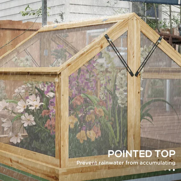 Raised Garden Bed with Cold Frame Greenhouse, Fir Wood and Galvanized Steel, Natural - product image 8
