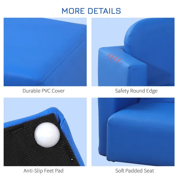 Blue 2-in-1 Kids Sofa and Table Chair Set Convertible Toddler Lounge Multifunctional Armrest Chair for Play - product image 6