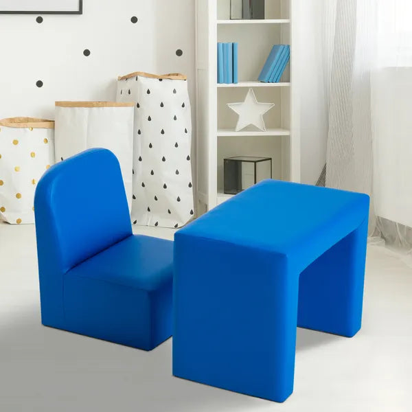 Blue 2-in-1 Kids Sofa and Table Chair Set Convertible Toddler Lounge Multifunctional Armrest Chair for Play - product image 10