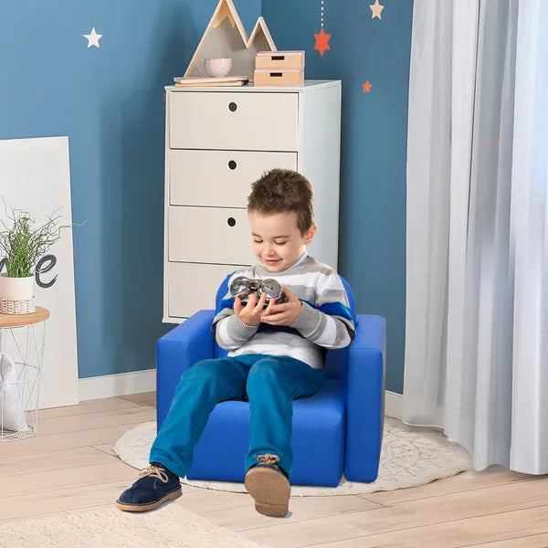 Blue 2-in-1 Kids Sofa and Table Chair Set Convertible Toddler Lounge Multifunctional Armrest Chair for Play - product image 2