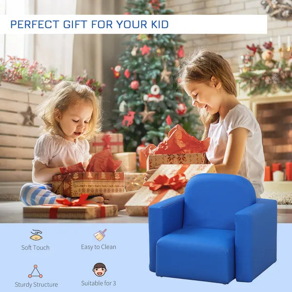 Blue 2-in-1 Kids Sofa and Table Chair Set Convertible Toddler Lounge Multifunctional Armrest Chair for Play - product image 5
