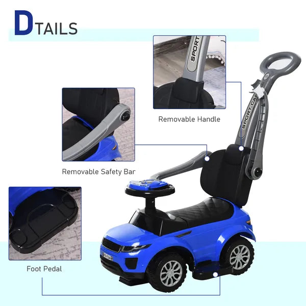 Blue 3 In 1 Ride on Push Cars for Toddlers with Horn Music Light Function - product image 5