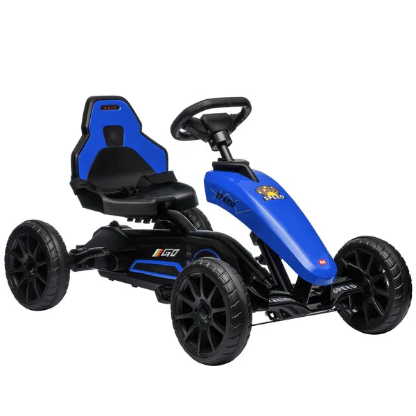 Blue Pedal Go Kart for Kids with Swing Axle and Shock-Absorbing Wheels - product image 11