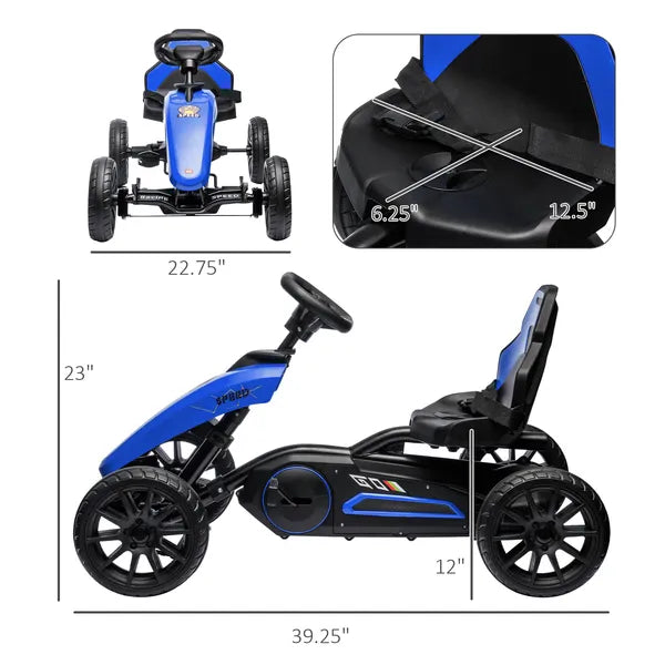 Blue Pedal Go Kart for Kids with Swing Axle and Shock-Absorbing Wheels - product image 3