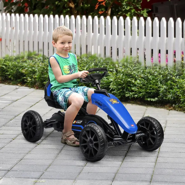 Blue Pedal Go Kart for Kids with Swing Axle and Shock-Absorbing Wheels - product image 2