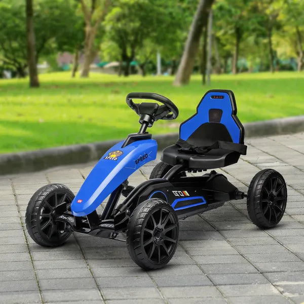 Blue Pedal Go Kart for Kids with Swing Axle and Shock-Absorbing Wheels - product image 10