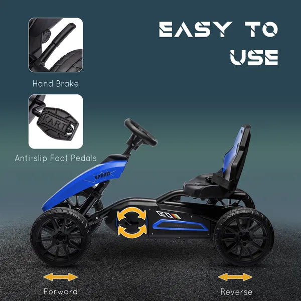 Blue Pedal Go Kart for Kids with Swing Axle and Shock-Absorbing Wheels - product image 5