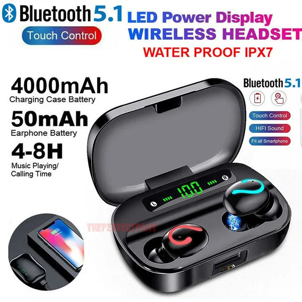 Bluetooth 5.0 TWS Wireless Earbuds with IPX7 Water Resistance