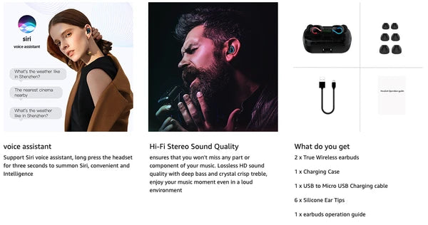 Bluetooth 5.0 TWS Wireless Earbuds with IPX7 Water Resistance - product view 10
