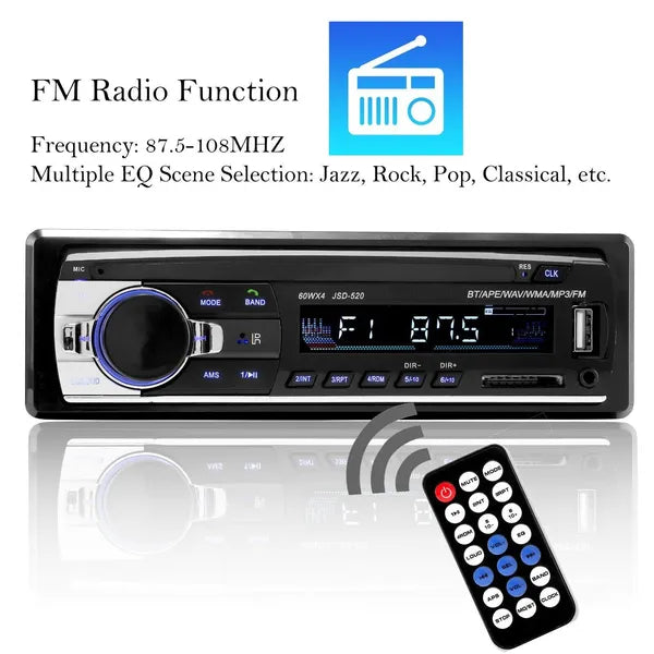 Single DIN Bluetooth Car Stereo FM Radio with USB SD AUX and MP3 Playback - product view 8
