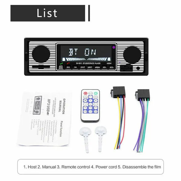 Bluetooth Vintage Style Car FM Radio MP3 Player with USB and AUX - product view 4