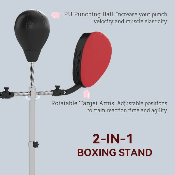 Boxing Bag with Stand, Adjustable Height Punching Speed Bag with 2 Target Arms, for Training, Exercise, Black - product image 4