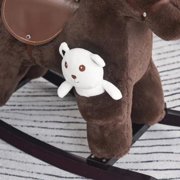 Plush Rocking Horse with Animal Sounds and Bear Toy Brown for Ages 3+ - product image 9