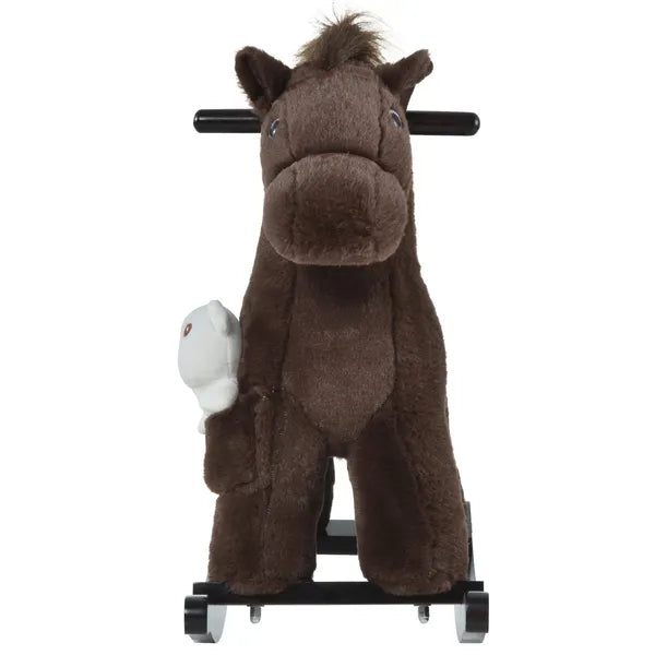 Plush Rocking Horse with Animal Sounds and Bear Toy Brown for Ages 3+ - product image 11