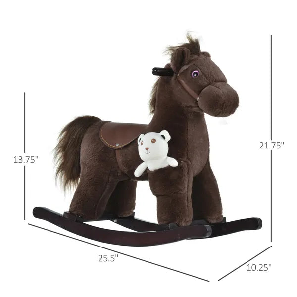 Plush Rocking Horse with Animal Sounds and Bear Toy Brown for Ages 3+ - product image 3