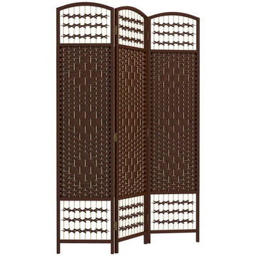 HOMCOM Brown Wave 3-Panel Folding Privacy Screen, Lightweight Room Divider for Home Office - product image 1
