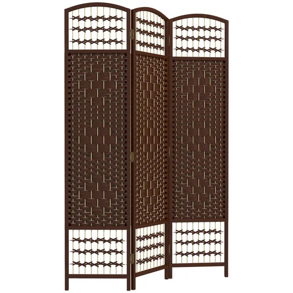 HOMCOM Brown Wave 3-Panel Folding Privacy Screen, Lightweight Room Divider for Home Office - product image 1
