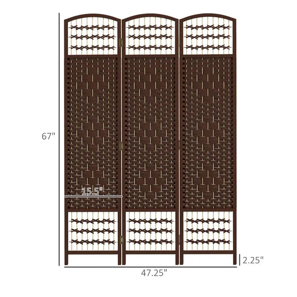 HOMCOM Brown Wave 3-Panel Folding Privacy Screen, Lightweight Room Divider for Home Office - product image 3