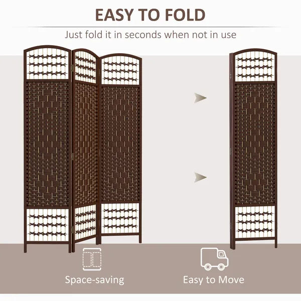HOMCOM Brown Wave 3-Panel Folding Privacy Screen, Lightweight Room Divider for Home Office - product image 4