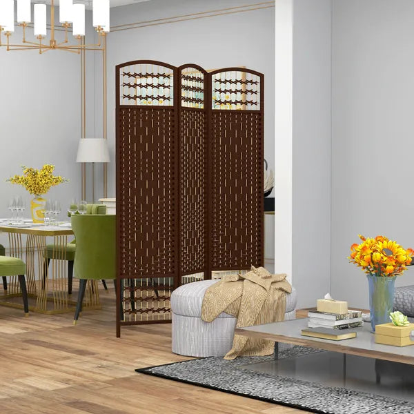 HOMCOM Brown Wave 3-Panel Folding Privacy Screen, Lightweight Room Divider for Home Office - product image 2