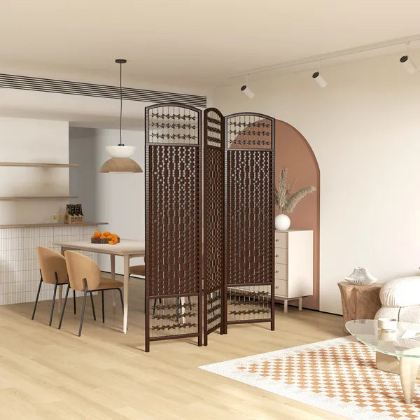 HOMCOM Brown Wave 3-Panel Folding Privacy Screen, Lightweight Room Divider for Home Office - product image 10