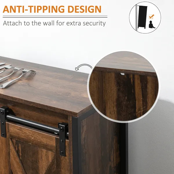 HOMCOM Buffet Kitchen Cabinet, Kitchen Sideboard Cabinet with Barn Doors, 3 Drawers and Adjustable Shelves for Living Room, Rustic Brown - product image 7