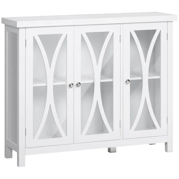 HOMCOM Buffet Sideboard Modern White Kitchen Cabinet with Glass Doors Storage for Dining Room Bedroom - product image 1