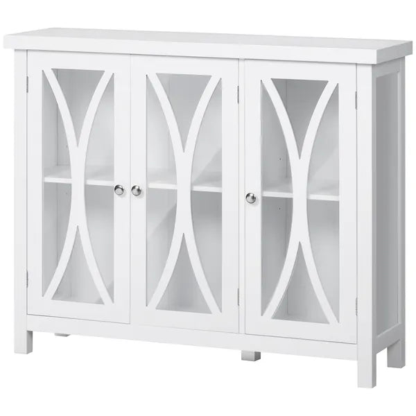 HOMCOM Buffet Sideboard Modern White Kitchen Cabinet with Glass Doors Storage for Dining Room Bedroom - product image 11