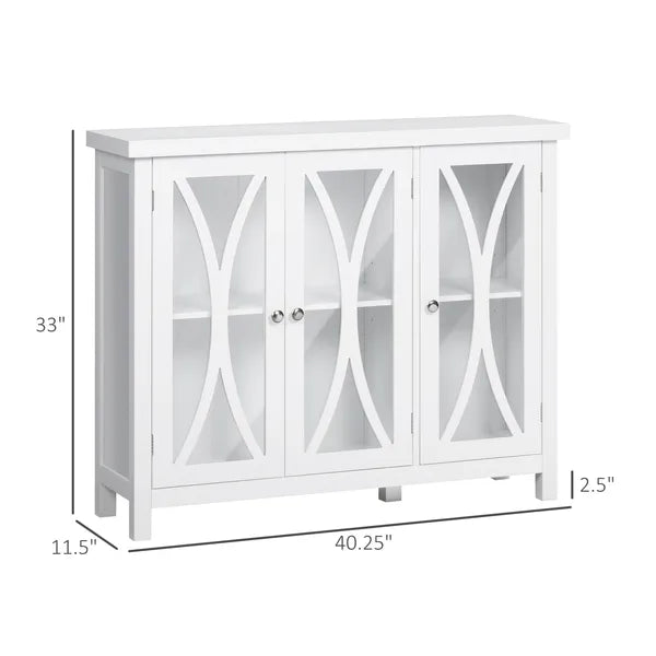 HOMCOM Buffet Sideboard Modern White Kitchen Cabinet with Glass Doors Storage for Dining Room Bedroom - product image 3