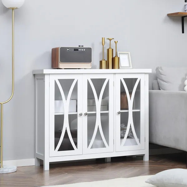HOMCOM Buffet Sideboard Modern White Kitchen Cabinet with Glass Doors Storage for Dining Room Bedroom - product image 10