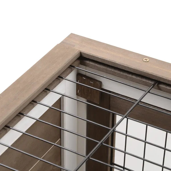 Bunny Hutch with Wheels Ramp Removable Tray, Solid Fir Wood Bunny Cage, Bunny Houses, Brown - product image 9