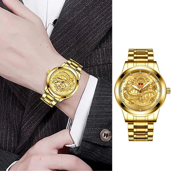 Gold Tone Mens Quartz Watch with Decorative Stone Accents and Stainless Steel Band - product view 11