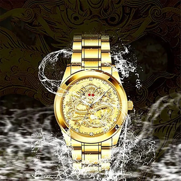 Gold Tone Mens Quartz Watch with Decorative Stone Accents and Stainless Steel Band - product view 6