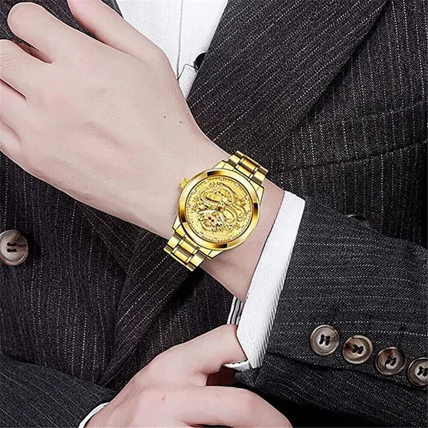 Gold Tone Mens Quartz Watch with Decorative Stone Accents and Stainless Steel Band - product view 7