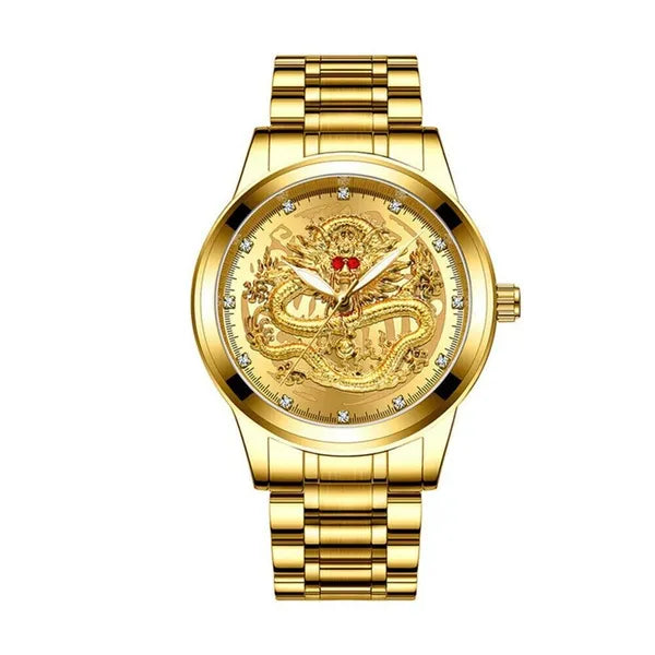 Gold Tone Mens Quartz Watch with Decorative Stone Accents and Stainless Steel Band - product view 3