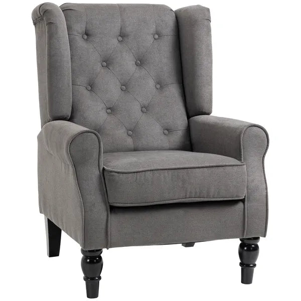 HOMCOM Button-Tufted Accent Chair Dark Gray with Round Armrests and Wood Legs for Living Room - product image 11