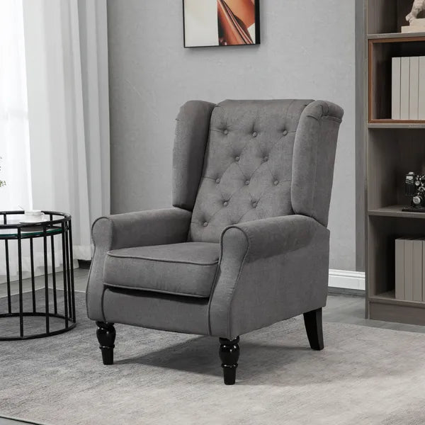 HOMCOM Button-Tufted Accent Chair Dark Gray with Round Armrests and Wood Legs for Living Room - product image 10