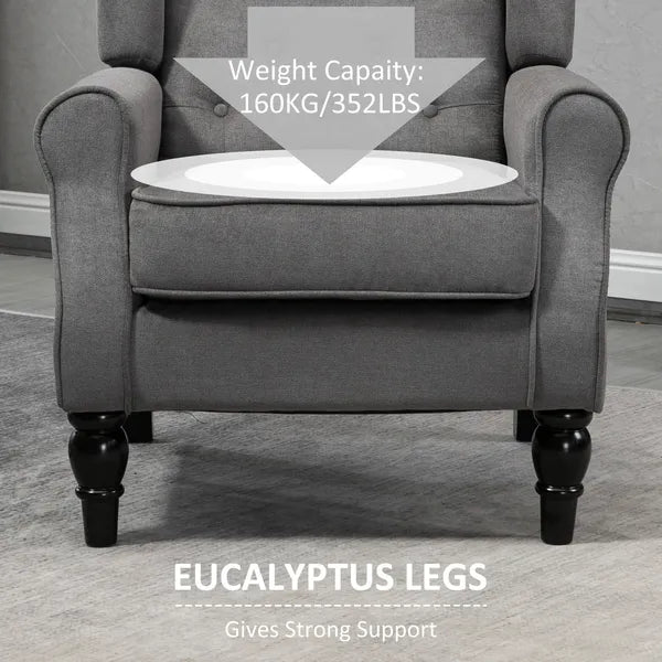 HOMCOM Button-Tufted Accent Chair Dark Gray with Round Armrests and Wood Legs for Living Room - product image 6