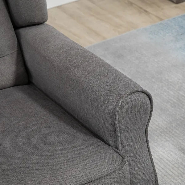 HOMCOM Button-Tufted Accent Chair Dark Gray with Round Armrests and Wood Legs for Living Room - product image 8