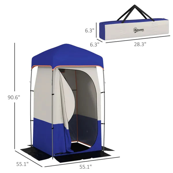 Outsunny Camping Shower Tent, Portable Privacy Shelter with Solar Shower Bag, Removable Floor and Carrying Bag, Blue - product image 3