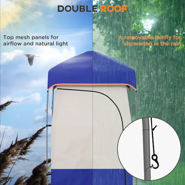 Outsunny Camping Shower Tent, Portable Privacy Shelter with Solar Shower Bag, Removable Floor and Carrying Bag, Blue - product image 5