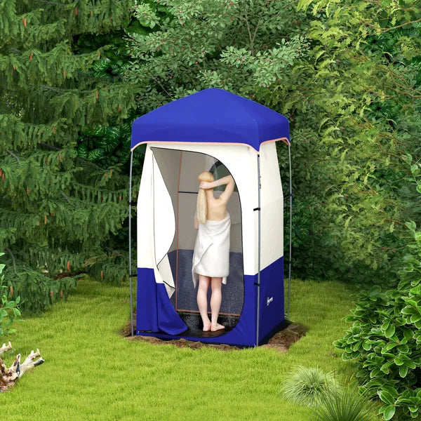 Outsunny Camping Shower Tent, Portable Privacy Shelter with Solar Shower Bag, Removable Floor and Carrying Bag, Blue - product image 10