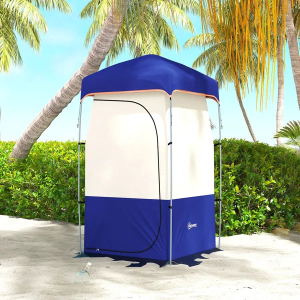 Outsunny Camping Shower Tent, Portable Privacy Shelter with Solar Shower Bag, Removable Floor and Carrying Bag, Blue - product image 9