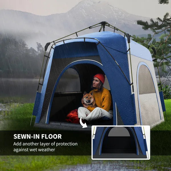 Outsunny Camping Tents 4 Person Pop Up Tent Quick Setup Automatic Hydraulic Family Travel Tent with Windows, Doors Carry Bag Included - product image 5