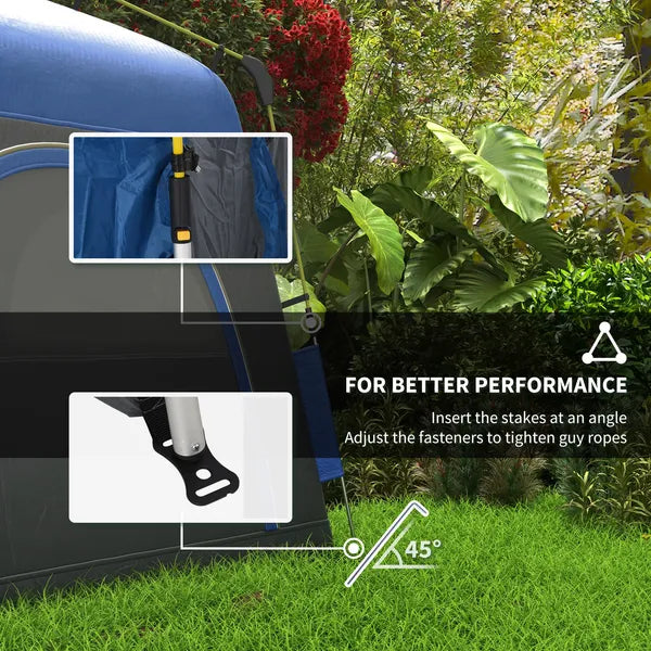 Outsunny Camping Tents 4 Person Pop Up Tent Quick Setup Automatic Hydraulic Family Travel Tent with Windows, Doors Carry Bag Included - product image 7
