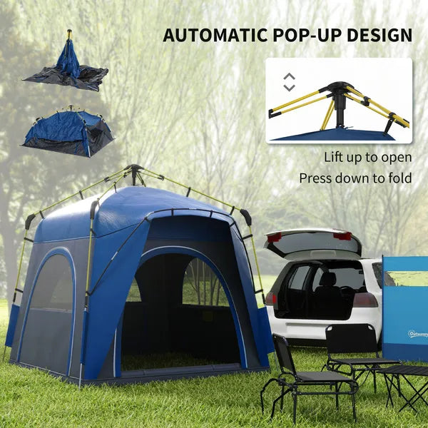 Outsunny Camping Tents 4 Person Pop Up Tent Quick Setup Automatic Hydraulic Family Travel Tent with Windows, Doors Carry Bag Included - product image 4