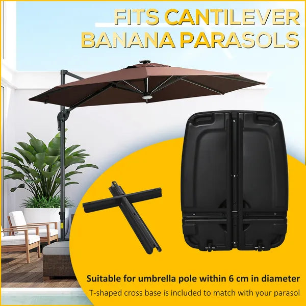 Cantilever Offset Umbrella Base Portable Square Parasol Weights with Wheels, Water and Sand Filled, Up to 165 lbs, Black - product image 4