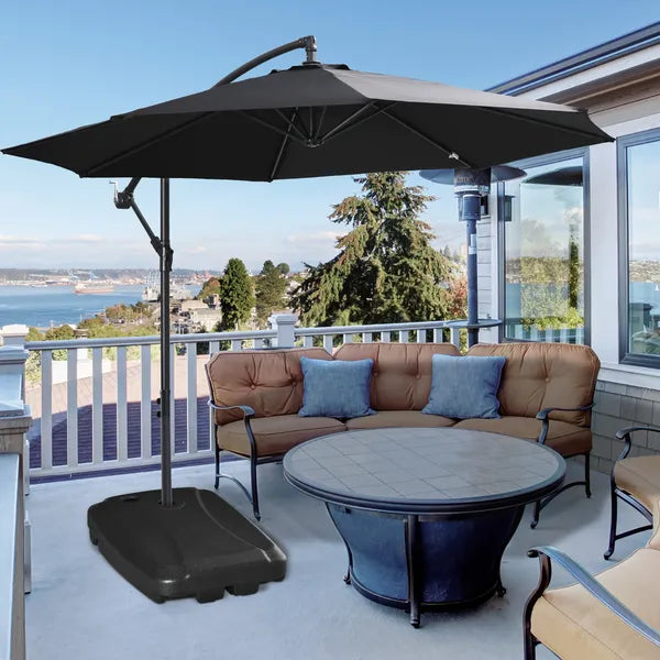 Cantilever Offset Umbrella Base Portable Square Parasol Weights with Wheels, Water and Sand Filled, Up to 165 lbs, Black - product image 2